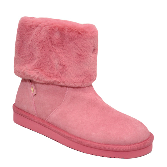 Michael Kors JULIA Faux Suede/Shearling Ankle Boot Bootie Rosewood/Pink 5/7/8 - Picture 3 of 8